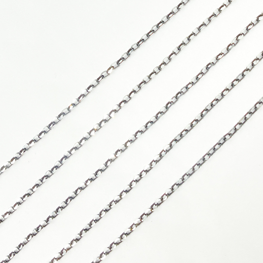 Black Rhodium 925 Sterling Silver Diamond Cut Rolo Chain
