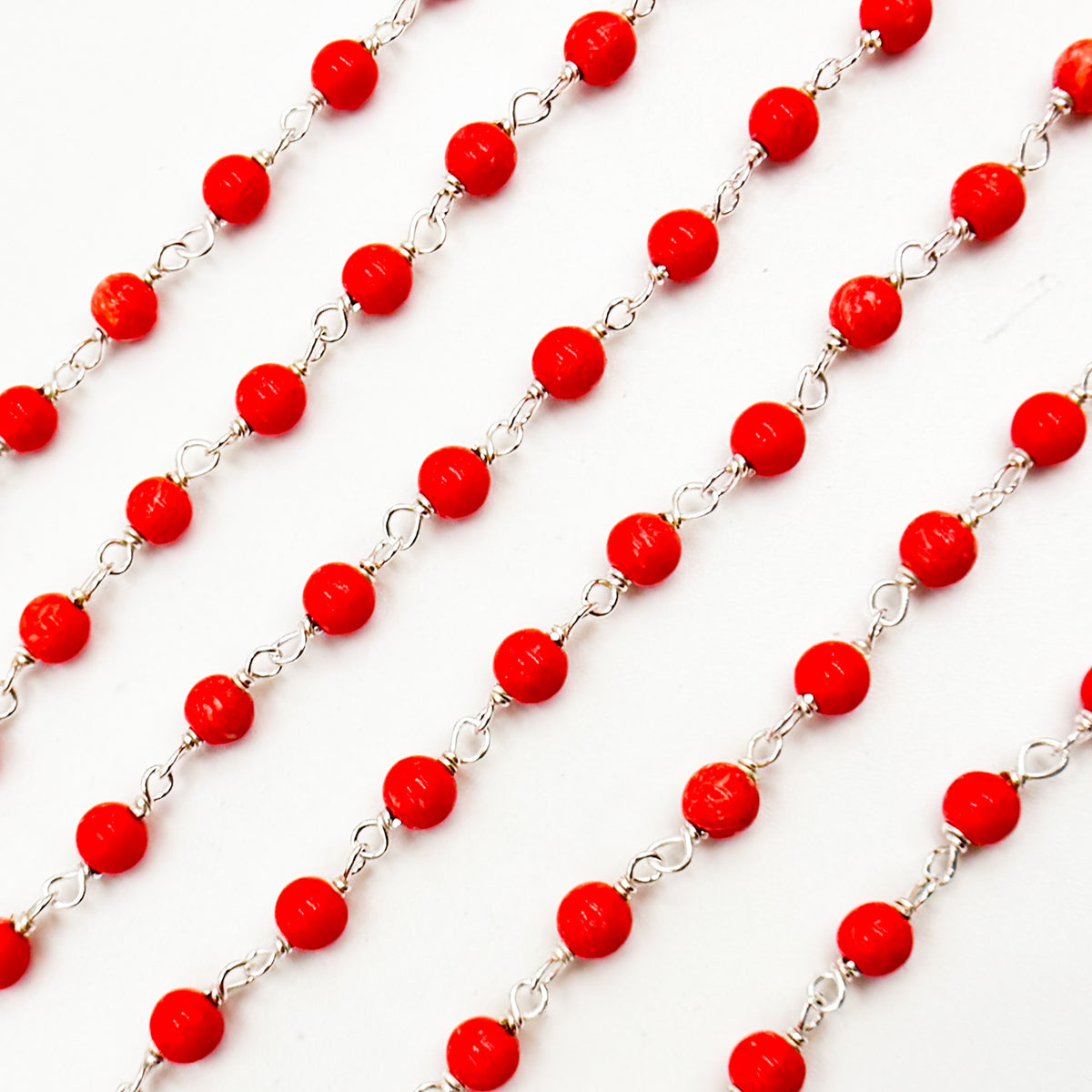 Coral Sterling Silver Wire Chain