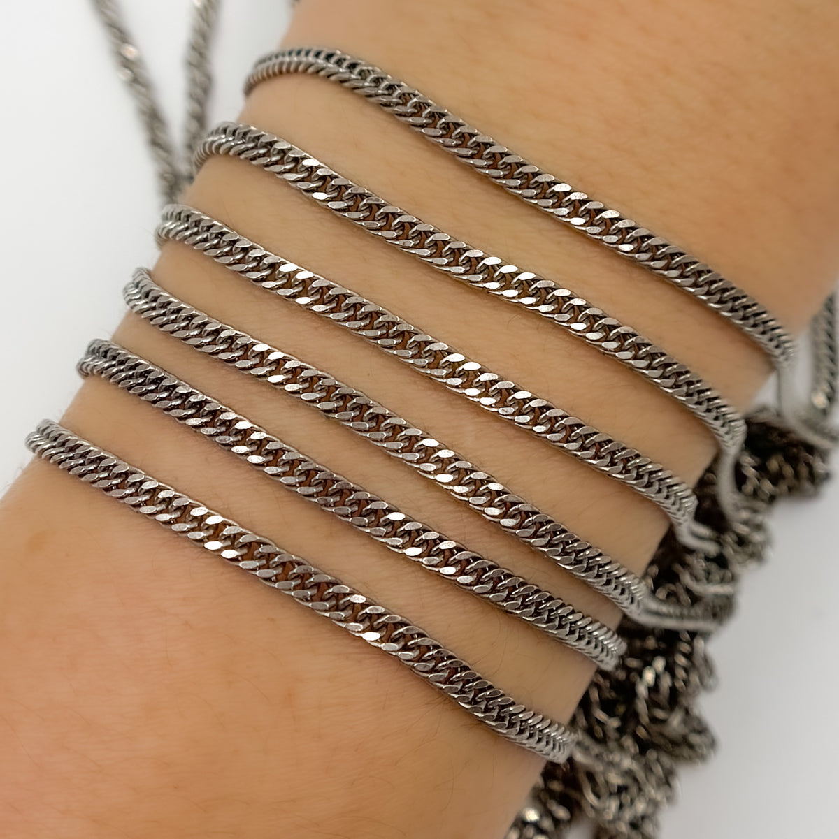 Oxidized Sterling Silver Solid Double Curb Chain
