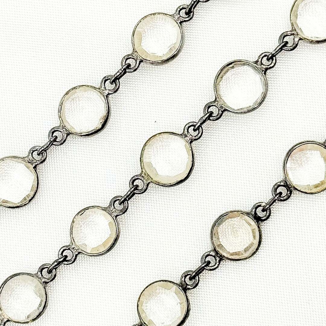 Crystal Round Shape Bezel Oxidized Wire Chain. CR1