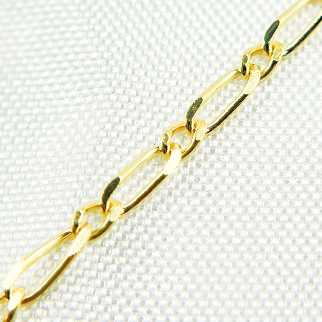 14k Solid Yellow Gold Short & Long Link Chain by Foot