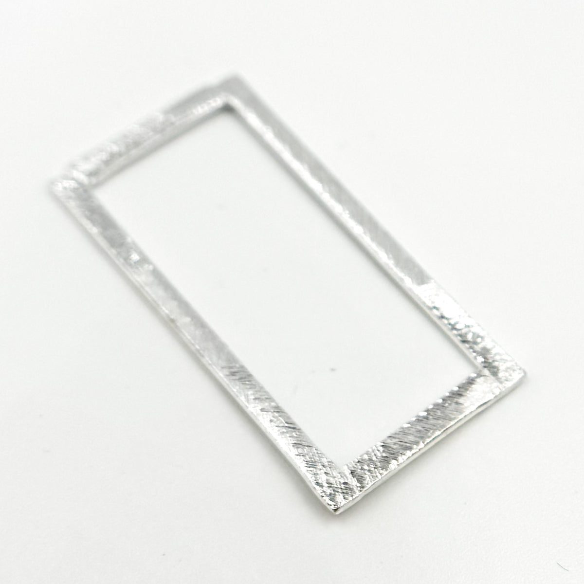 White Sterling Silver Brushed Rectangle Connector