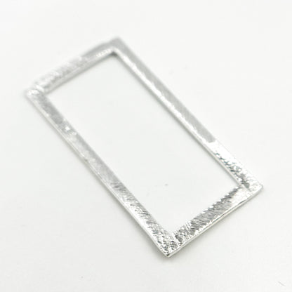 White Sterling Silver Brushed Rectangle Connector