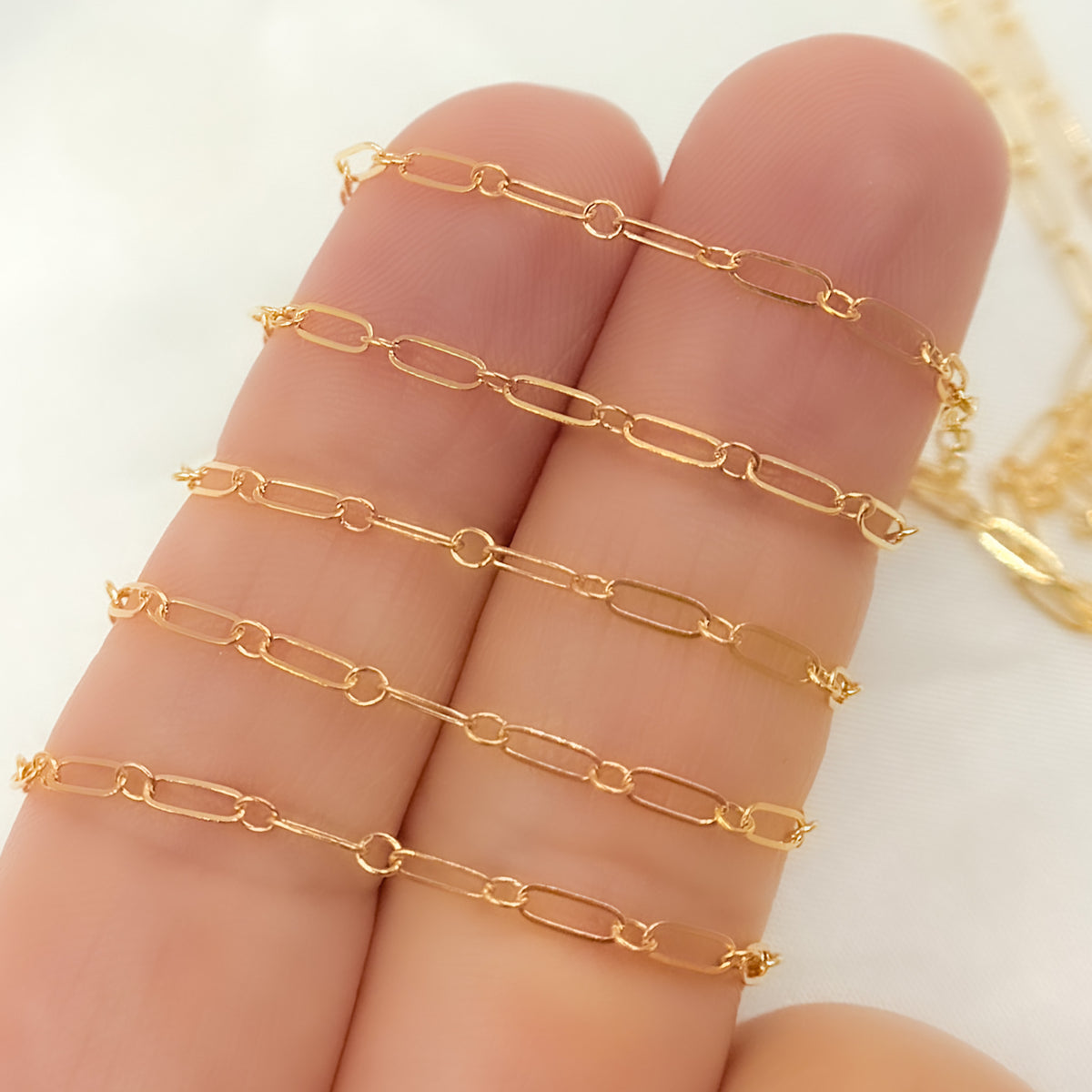 14K Yellow Gold Filled Flat Long and Short Chain