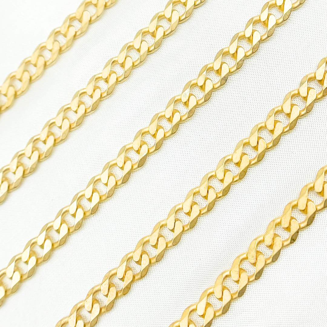 V126GPM. Gold Plated Sterling Silver Matte Curb Chain