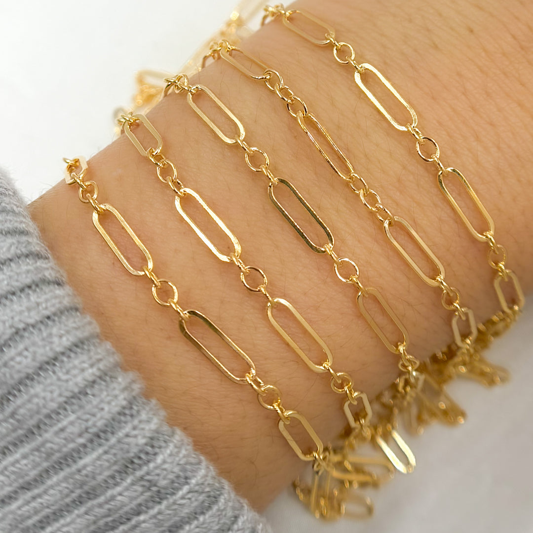 333F. 14K Gold-Filled Flat Long & Short Links Chain