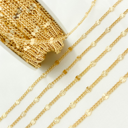 14k Gold Filled Curb & Diamond Cut Marina Link