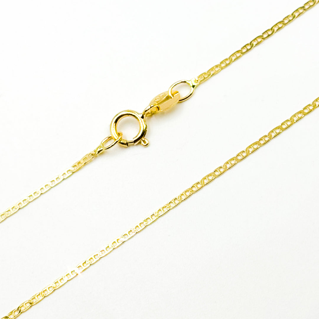 14k Solid Gold Flat Marina Link Chain