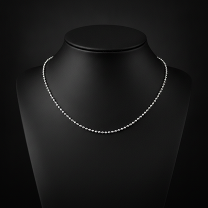 200CPBBWG. 14K Solid White Gold Ball Necklace