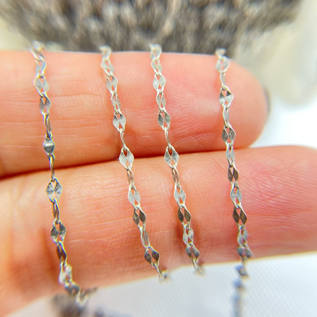 Z46OX. Oxidized Sterling Silver Flat Marina Chain