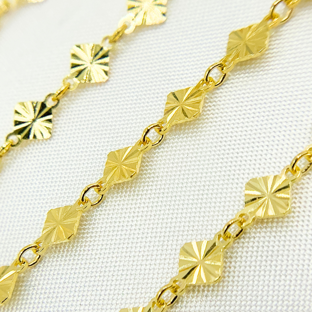 V72GP. Gold Plated 925 Sterling Silver Hammered Diamond