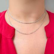 Sterling Silver Sparkle Glitter Margarita Diamond Cut Necklace Chain