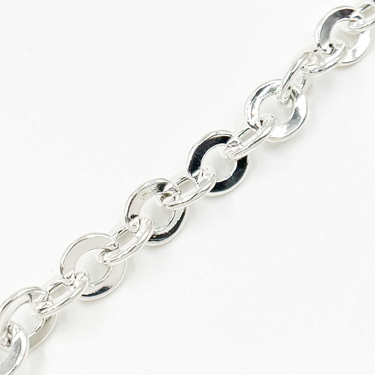 Sterling Silver Hollow Flat Oval Link Chain