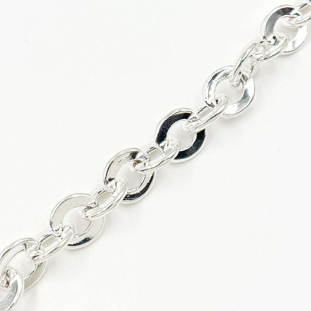 V136SS. Sterling Silver Hollow Flat Oval Link Chain