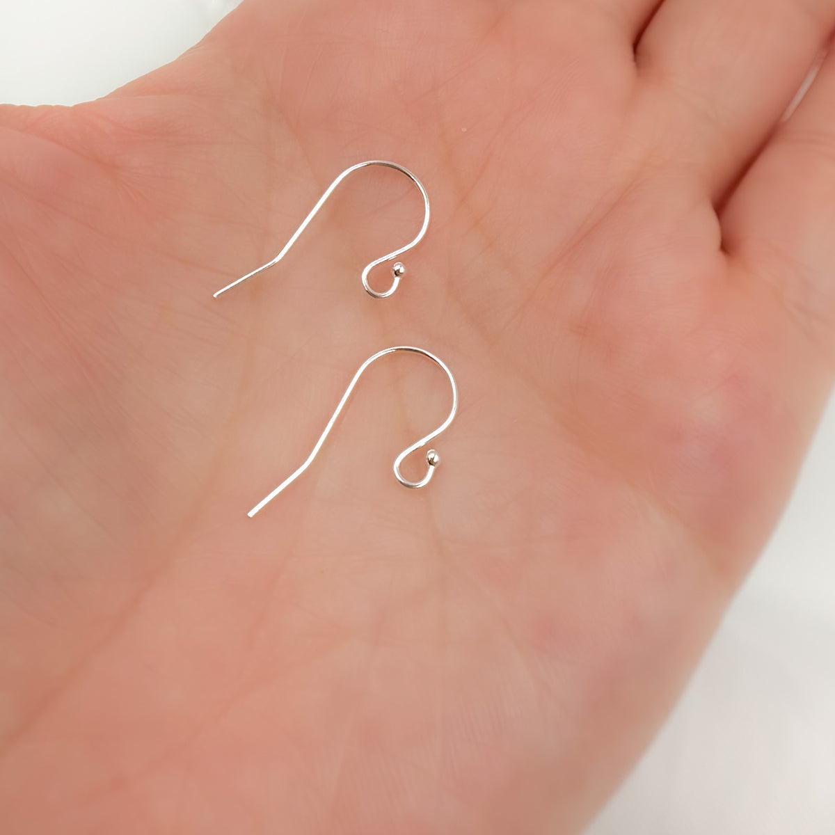 White Sterling Silver Ball End Ear Wire