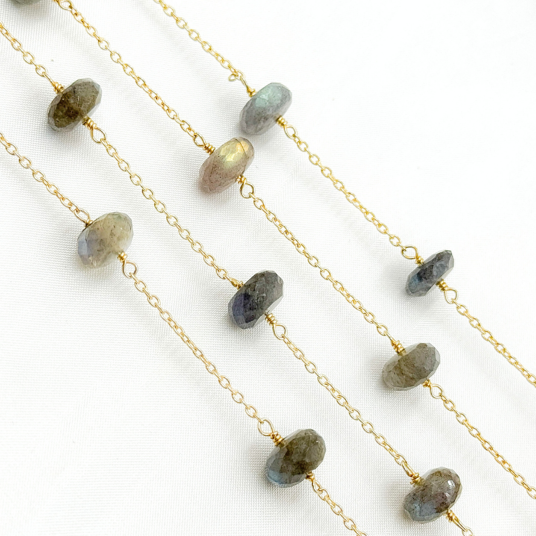 Labradorite Gold Plated Wire Chain.