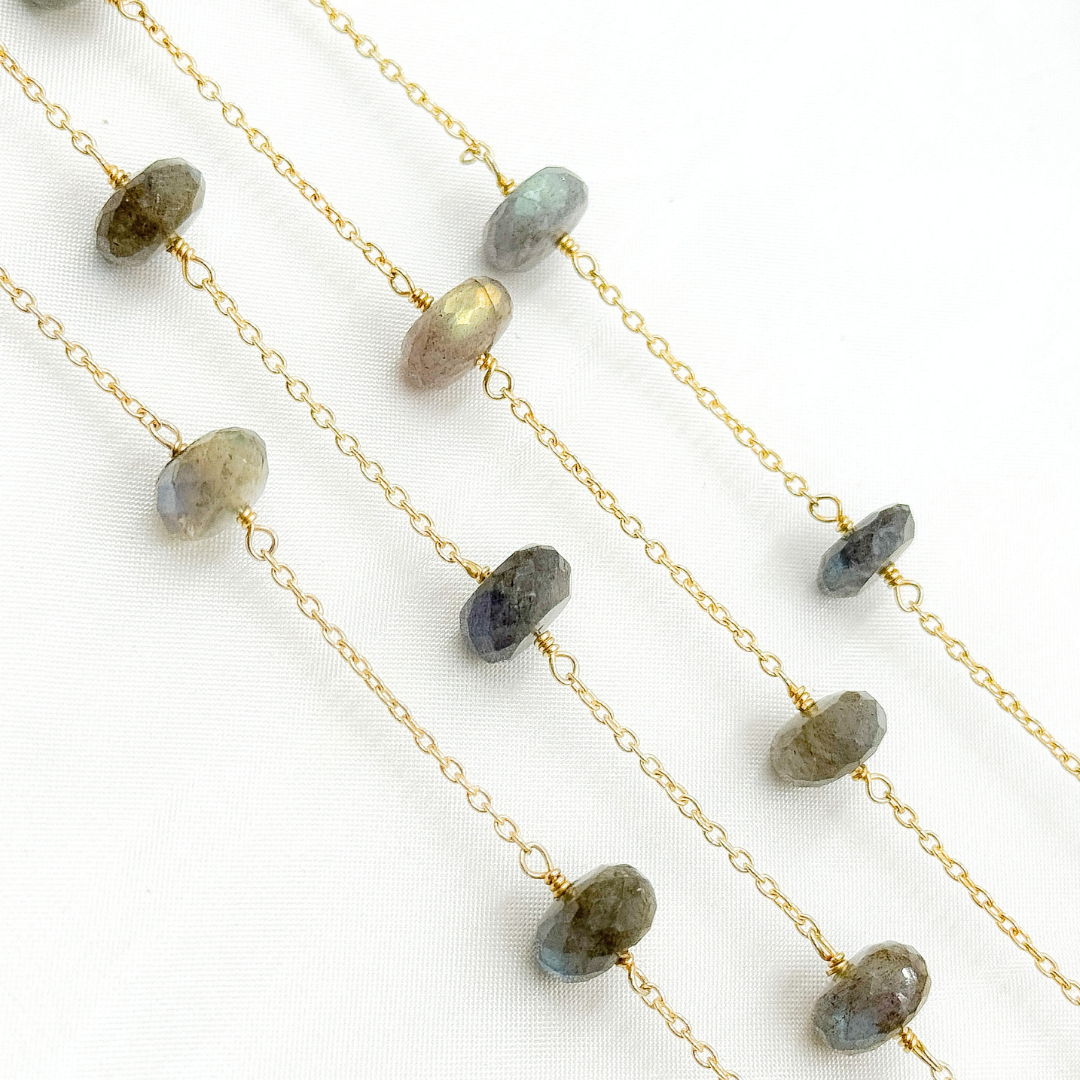 Labradorite Gold Plated Wire Chain. LAB8