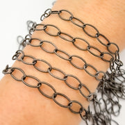 Black Rhodium Sterling Silver Twisted Round Link Chain