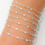 Load image into Gallery viewer, Sterling Silver Sky Blue Opal Color Enamel Cable Chain
