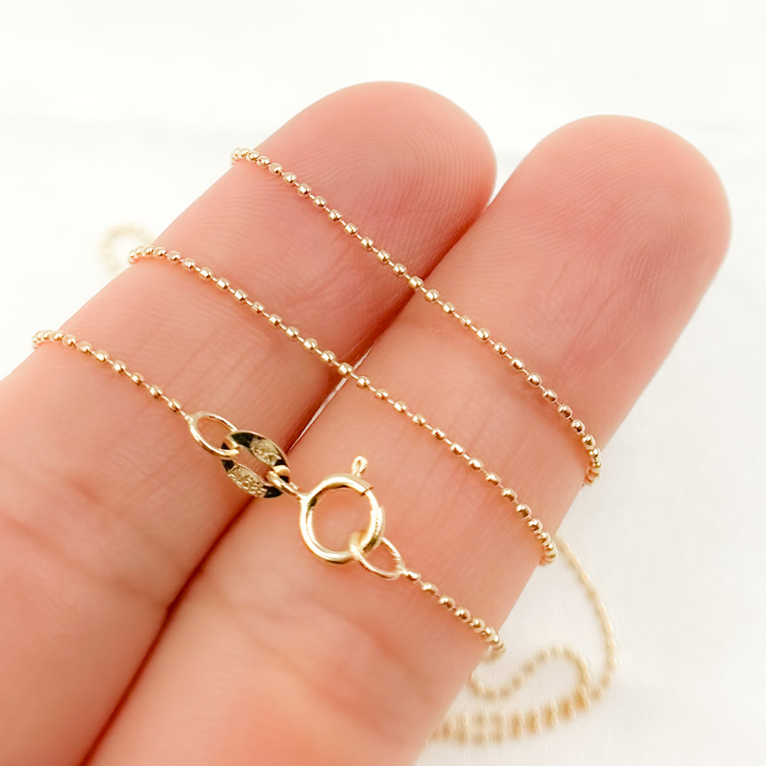 080CP. 14K Solid Gold Smooth Ball Chain