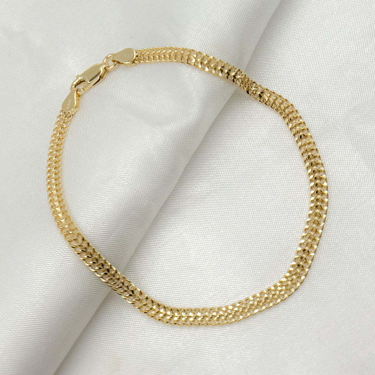 14K Solid Gold Flat Curb Bracelet