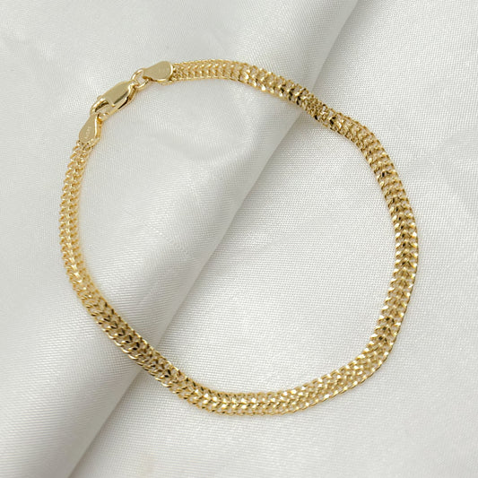 14K Solid Gold Flat Curb Bracelet