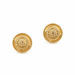 Load image into Gallery viewer, EFA50964. 14K Solid Gold and Diamonds Circle Earrings