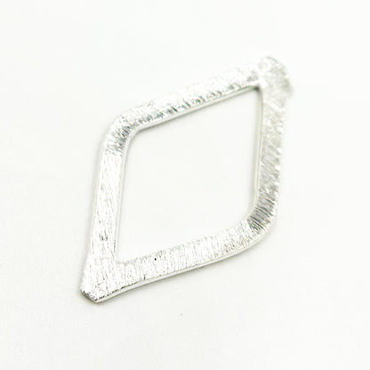 White Sterling Silver Brushed Diamond Connector