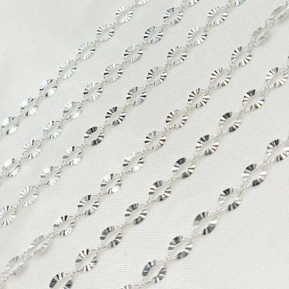 Sterling Silver Diamond Cut Marina Link Chain