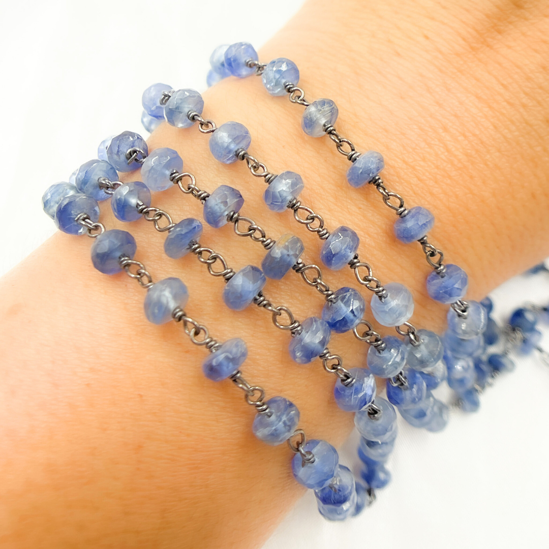 Kyanite Oxidized 925 Sterling Silver Wire Chain