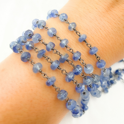 Kyanite Oxidized 925 Sterling Silver Wire Chain