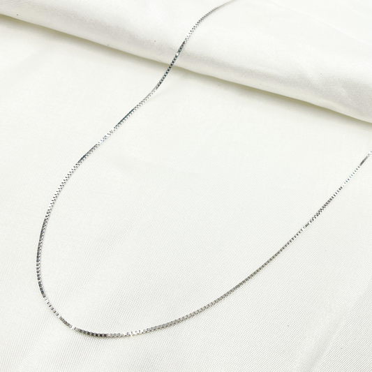 14k Solid White Gold Link Box Chain