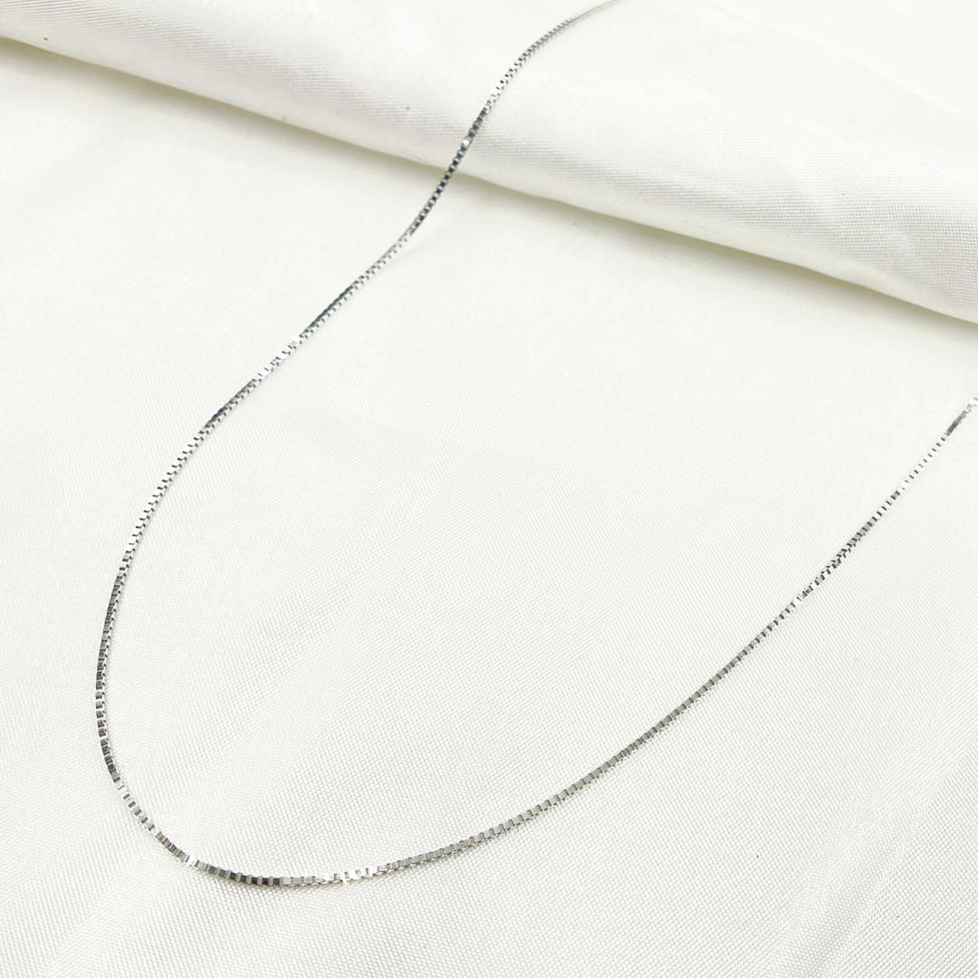 14k Solid White Gold Link Box Chain
