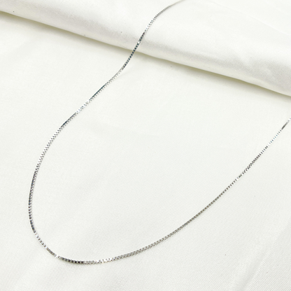14k Solid White Gold Link Box Chain