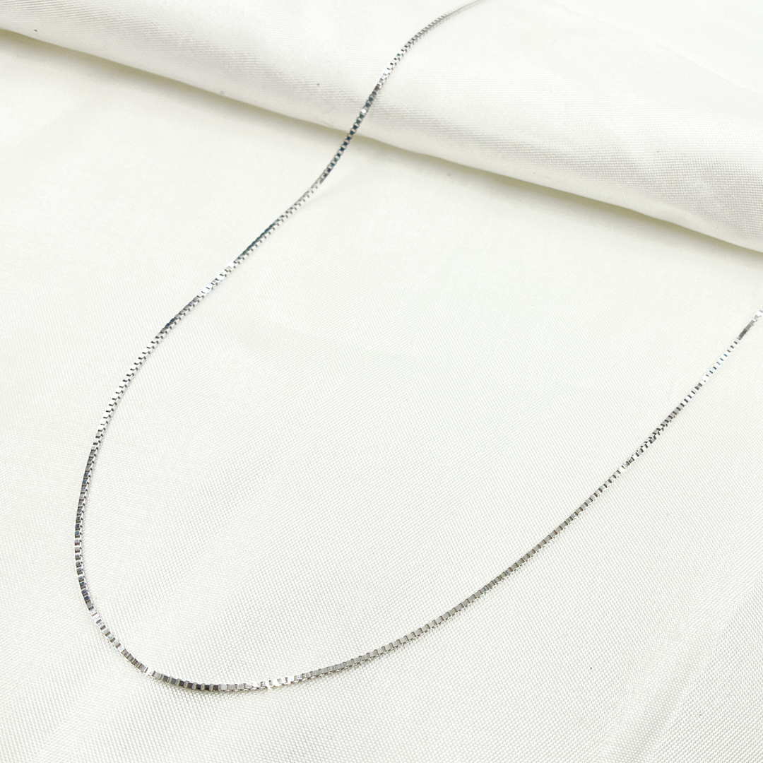 058VEDWG. 14k Solid White Gold Link Box Chain