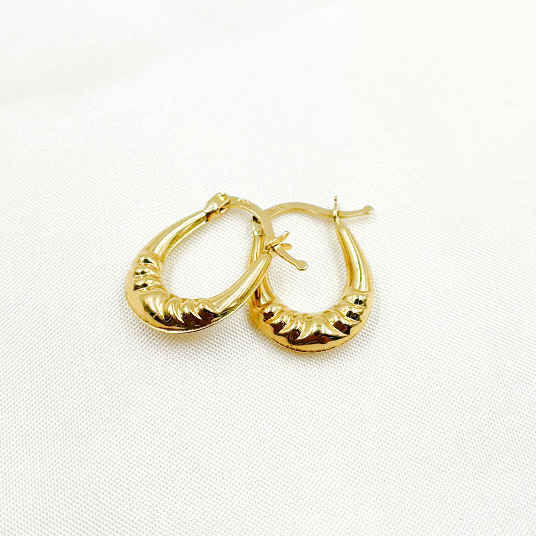 GER180. 14K Solid Gold Croissant Hollow Hoops