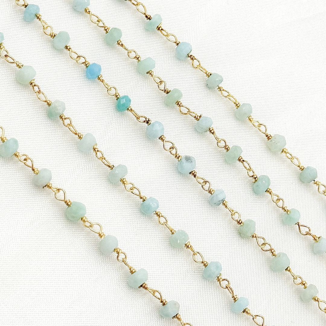 Larimar Gold Plated Wire Chain.