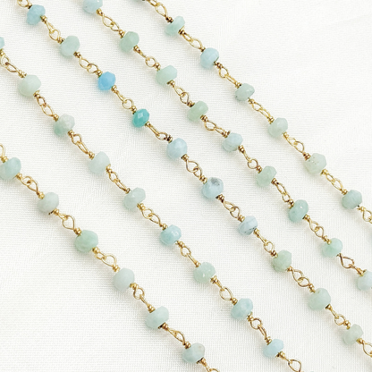 Larimar Gold Plated Wire Chain.
