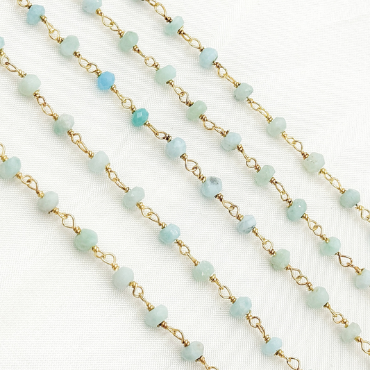 Larimar Gold Plated Wire Chain.