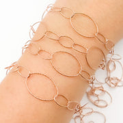 Rose Gold Plated Silver Diamond Cut Long and Short Link Chain