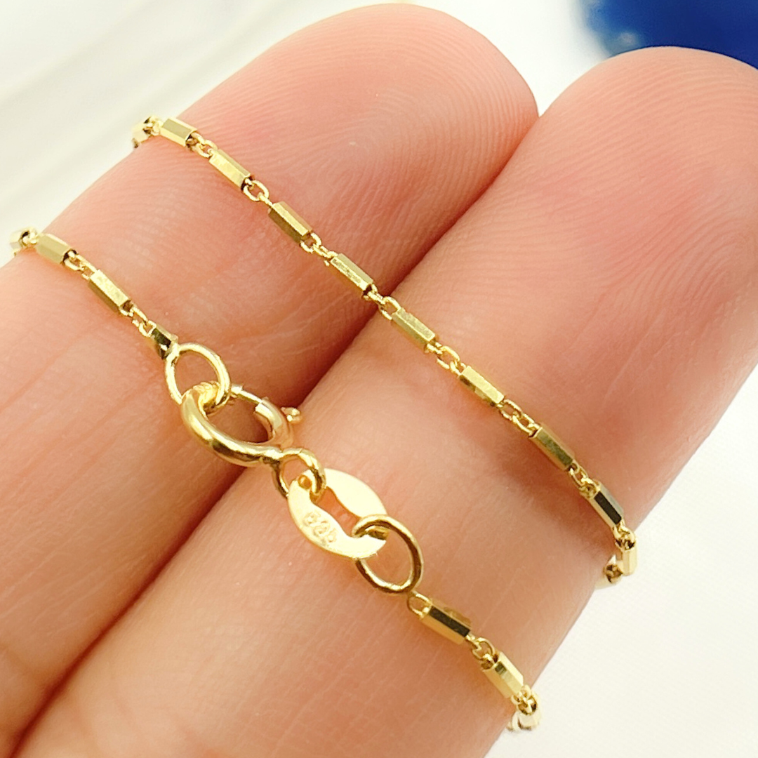 14k Solid Yellow Gold Bars Link Bracelet