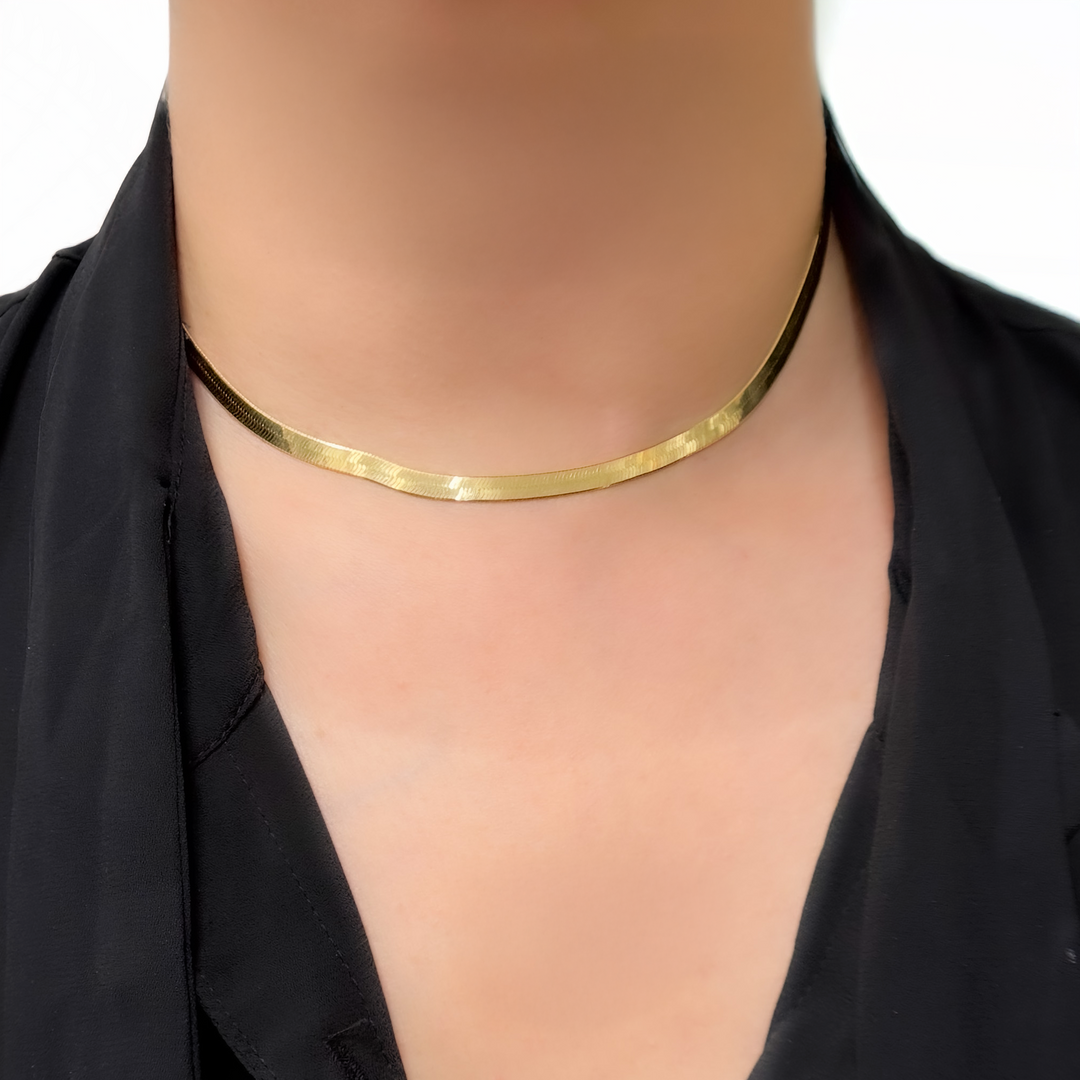 Gold Plated 4.3mm Herringbone Necklace