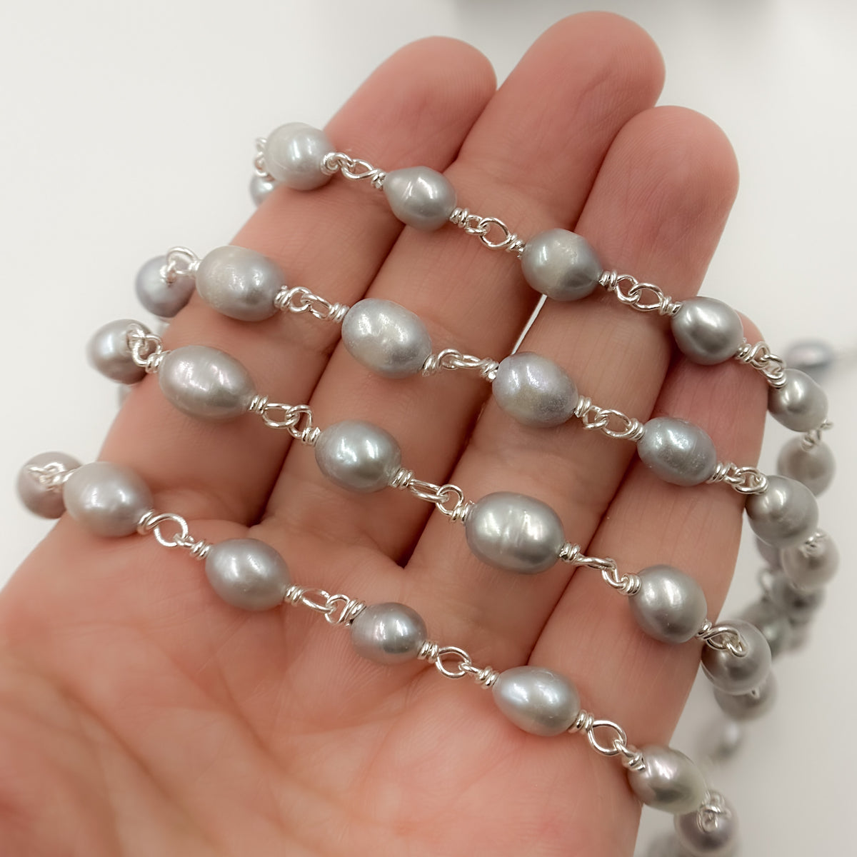 Oval Shape Sterling Silver Wire Chain