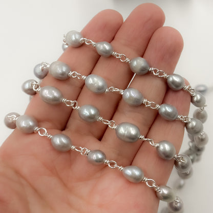 Oval Shape Sterling Silver Wire Chain