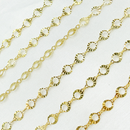 Gold Plated Sterling Silver Diamond Cut Circle Link Chain