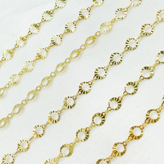 Gold Plated Sterling Silver Diamond Cut Circle Link Chain