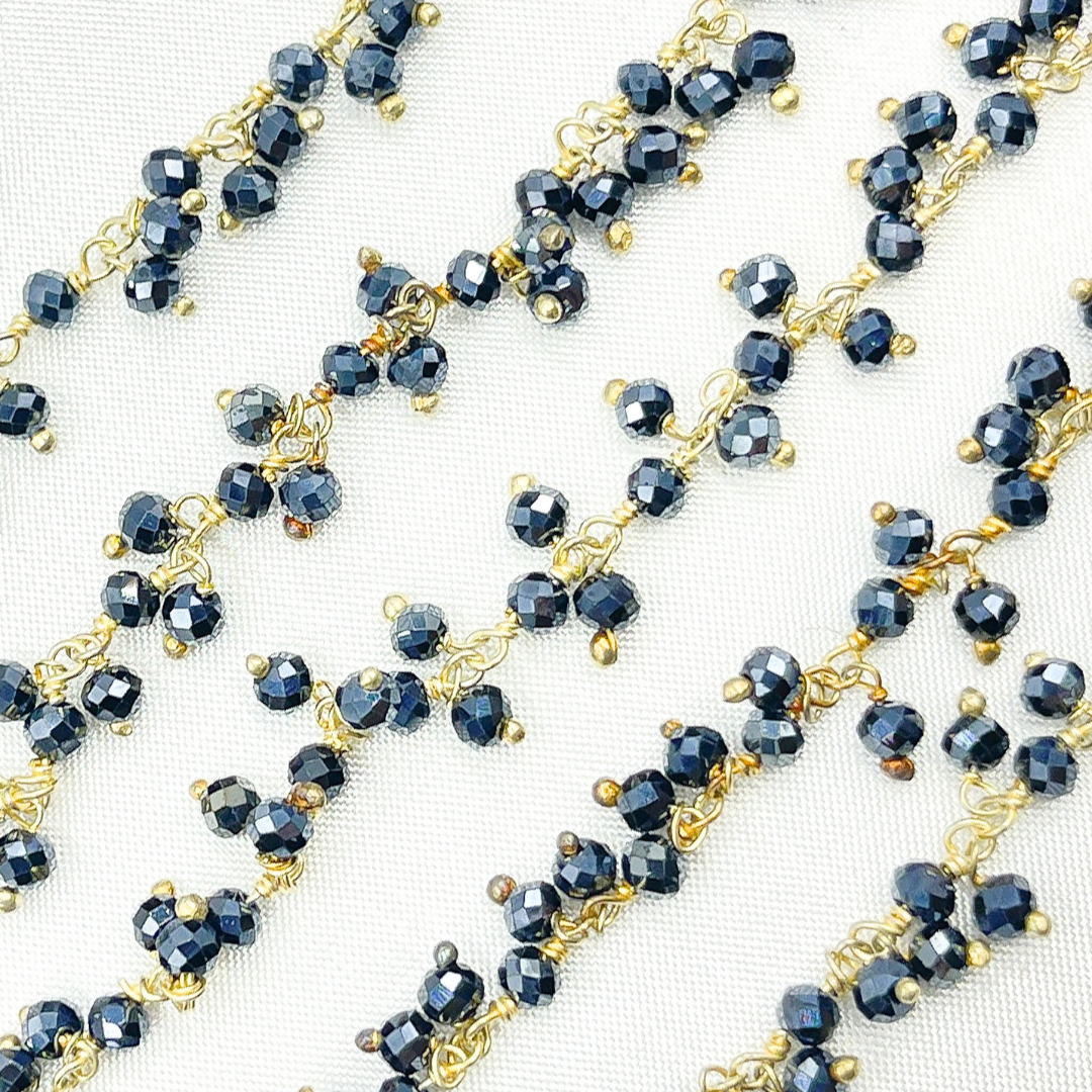 Coated Back Spinel Cluster Dangle Gold Plated Wire Chain.