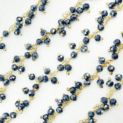 Coated Back Spinel Cluster Dangle Gold Plated Wire Chain.