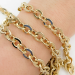 Load image into Gallery viewer, V67GP. Gold Plated 925 Sterling Silver Hollow Flat Oval Link