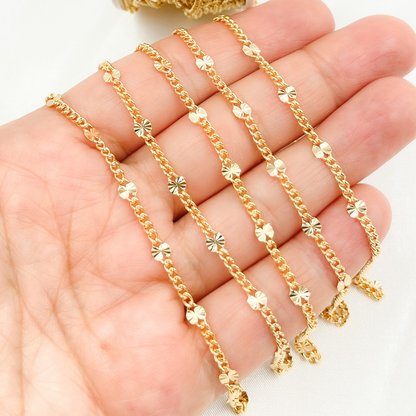 14k Gold Filled Curb & Diamond Cut Marina Link